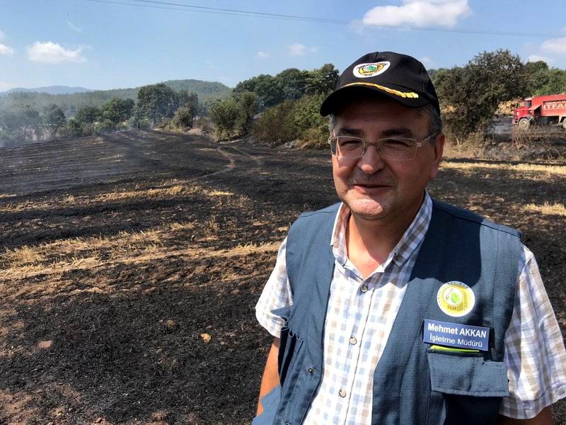 Çanakkale'de anız yangını ormana sıçramadan söndürüldü