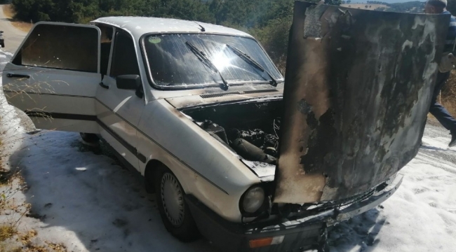 Çan'da araç yangını