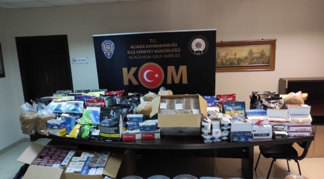 İzmir'de kaçak tütün operasyonu: On binlerce makaron ve 131 kilo tütün ele geçirildi