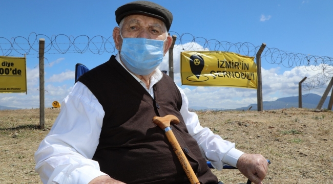 İzmir'in Çernobiline karşı 93'lük Mehmet Dede eylemde
