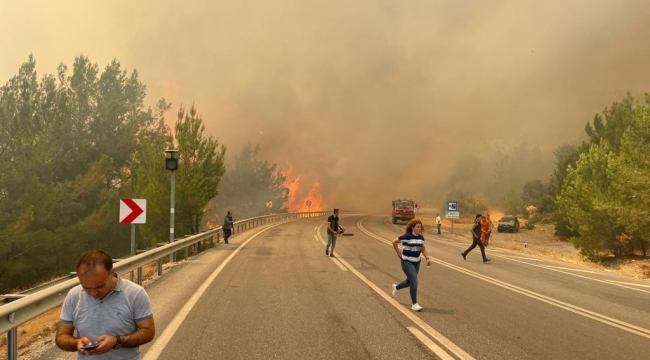 Manavgat-Konya yolu üzerinde orman yangını