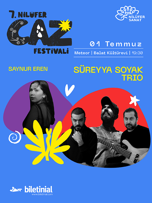7. Nilüfer Caz Festivali bu hafta Sarp Maden, Saynur Eren – Süreyya Soyak Trio ve Deniz Tekin'i cazseverlerle buluşturacak