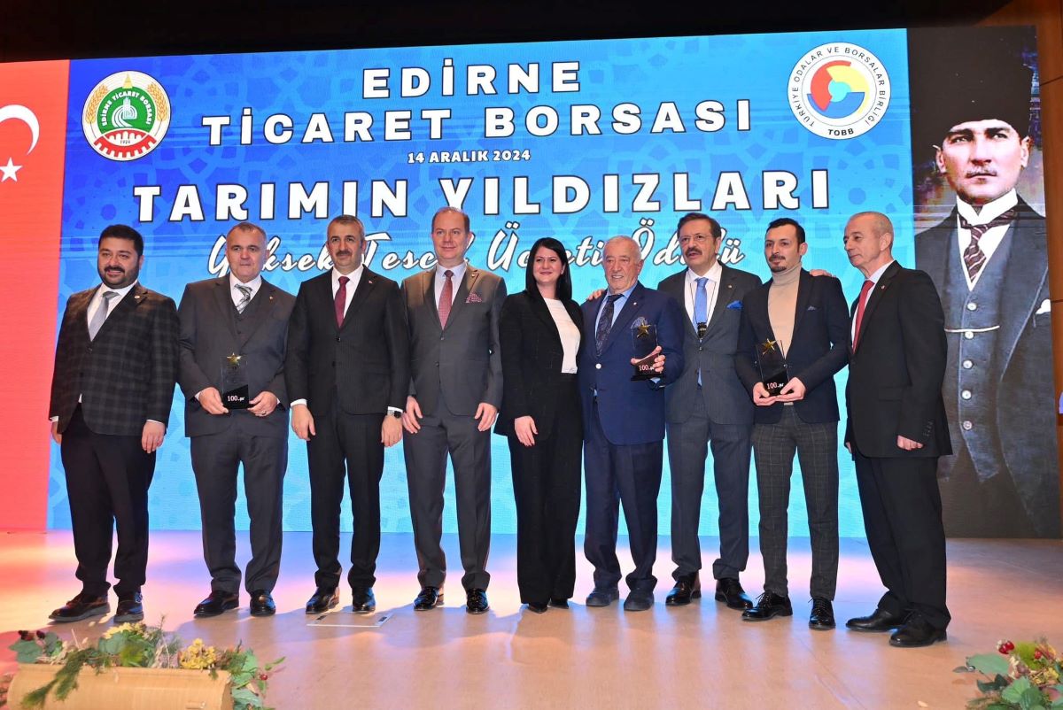ÇANAKKALE ODA VE BORSA BAŞKANLARI, EDİRNE TİCARET BORSASI 100. YIL ÖDÜL TÖRENİNE KATILDI.